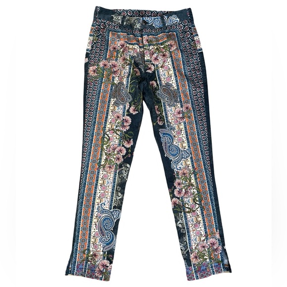 Johnny Was Biya Printed Multicolor Viva Croppes Twill Jeans Pants - Picture 4 of 12